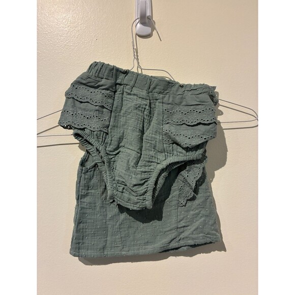 NWOT Grayson Mini Green Eyelet Ruffle Top & Diaper Cover Outfit - 18M - Picture 2 of 3